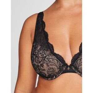 THIRDLOVE 24/7 Lace Contour Plunge Bra Black Womens 34E